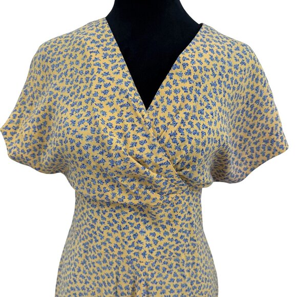 Casual Corner Womens Maxi Dress‎ Yellow Floral Faux Wrap Dress 6 Modest Cottage - Picture 1 of 8